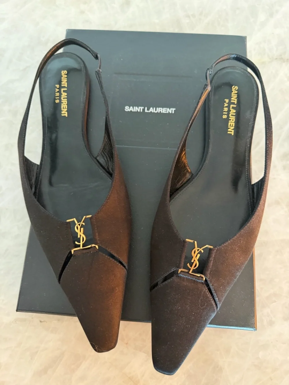 Saint Laurent
Babylone Slingback Flats in Satin Crepe size 39 - Picture 4 of 6